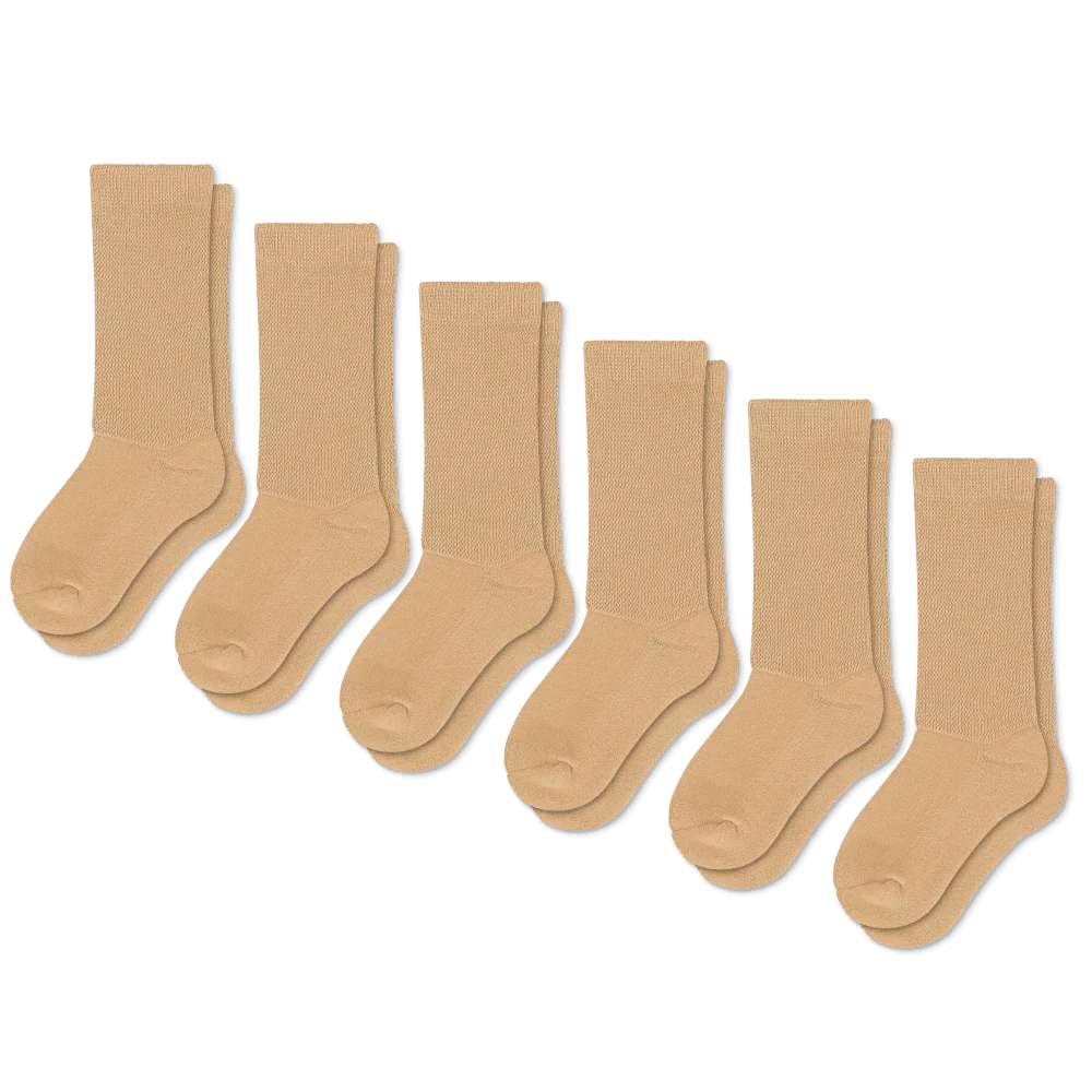 Padded Easy-Stretch Crew Socks – Tan