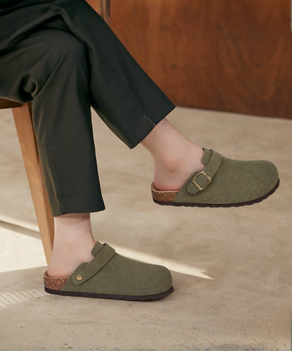 Genuine Suede Backstrap Clogs by Qomfort