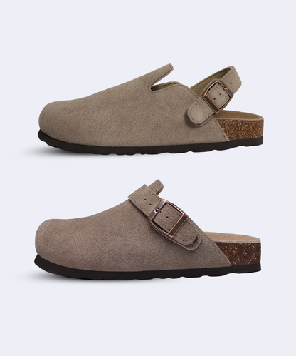 Genuine Suede Backstrap Clogs by Qomfort