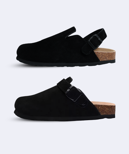 Genuine Suede Backstrap Clogs by Qomfort