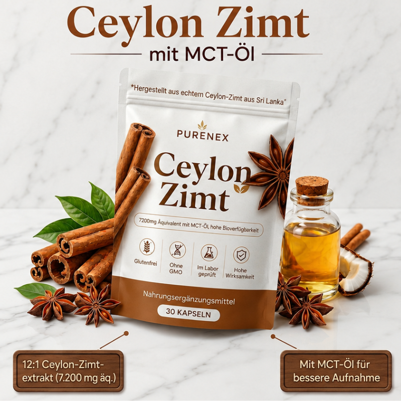 Purenex® Ceylon Active – 7200 mg Äquivalent mit MCT-Öl