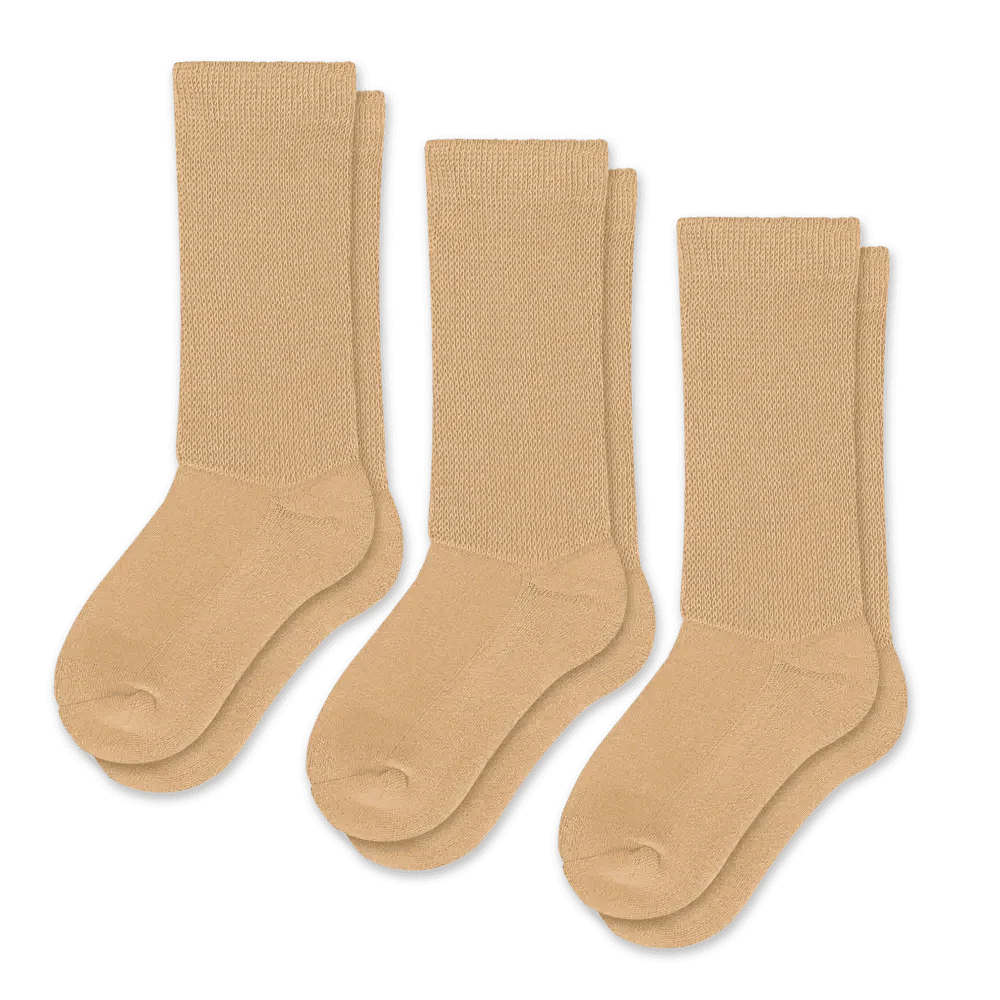 Padded Easy-Stretch Crew Socks – Tan