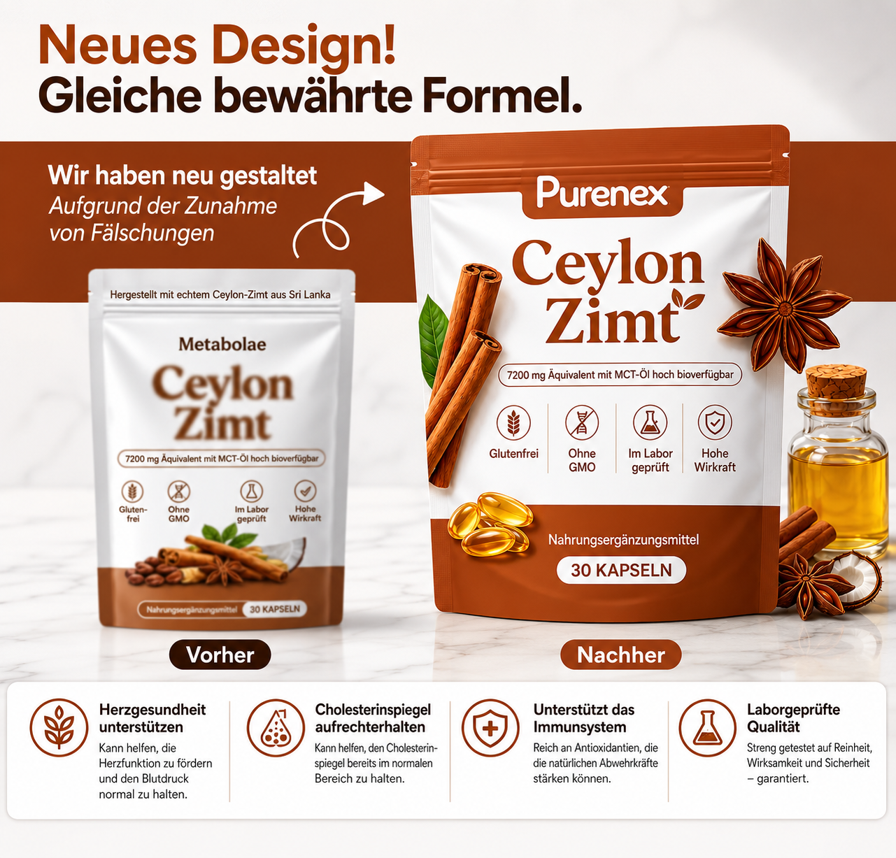 Purenex® Ceylon Active – 7200 mg Äquivalent mit MCT-Öl