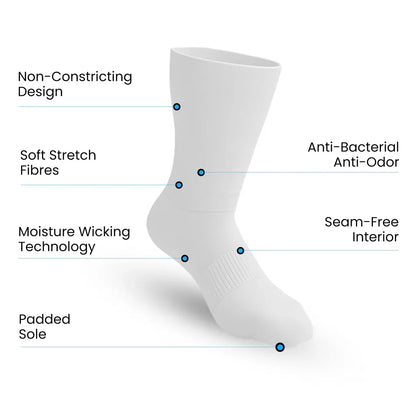 Padded Easy-Stretch Crew Socks – White