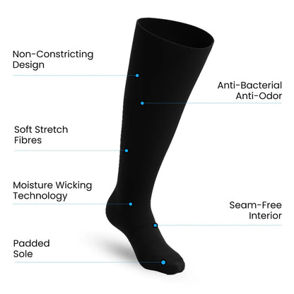 Padded Easy-Stretch Knee High Socks – Black
