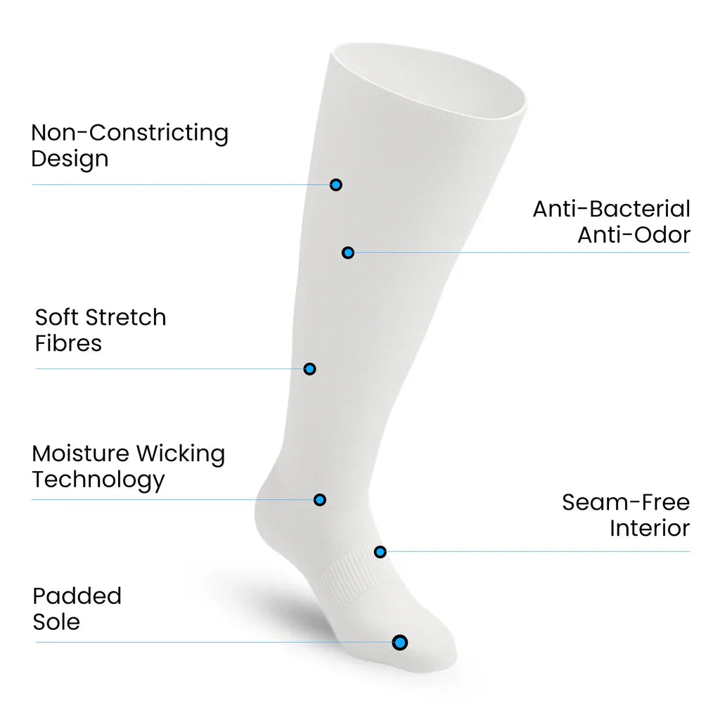 Padded Easy-Stretch Knee High Socks – White